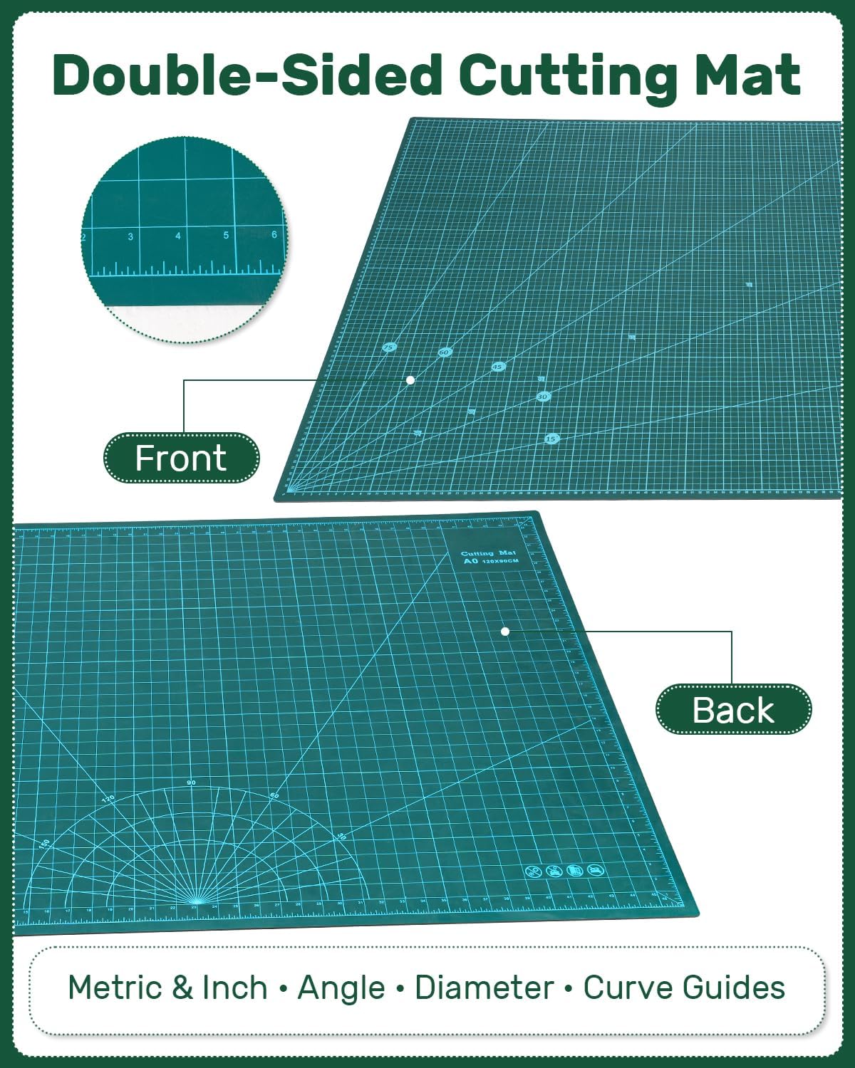 Foldable Self Healing Cutting Mat, 17" x 11", Rotary Cutting Mat for Sewing, Quilting, Scrapbooking, Craft Cutting Board for Hobby Use(A3)
