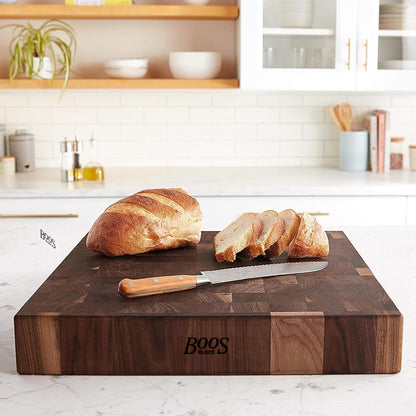 John Boos CCB Series Square Wooden Maple Cutting Board 12”x12” – 3” Thick, 13-lb Reversible Butcher Block with End-Grain & Finger Grips – Made in the USA