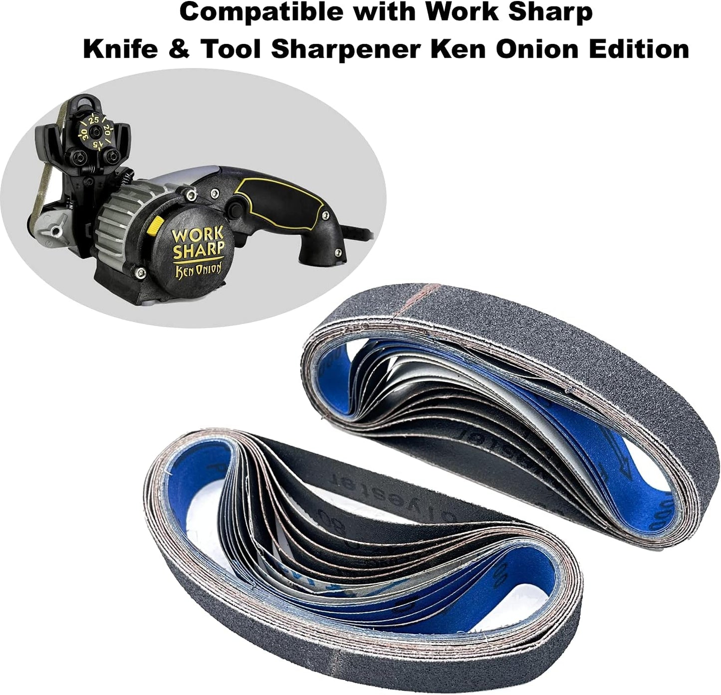 1x30 Inch Silicon Carbide Sanding Belts, 4 PCS Each of 80,120, 240, 400, 800,1000 Grits Knife Sharpening Belt Kits for 1 x 30 Inch Belt Sander, 24 Pack