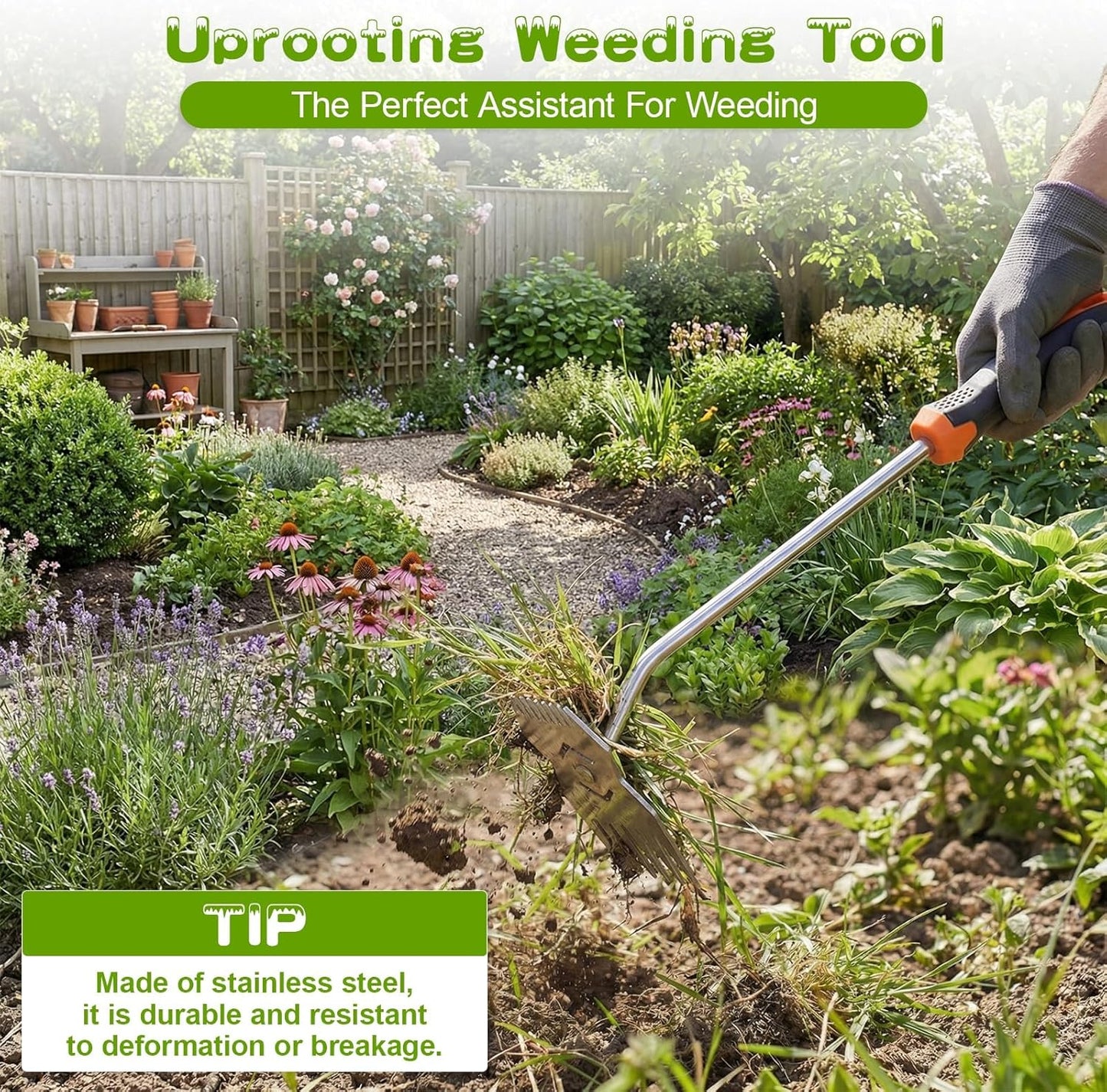Weeder Tool,2026 Portable Weeding Tool,Stainless Steel Garden weed pulling tool,Adopt Anti slip Rubber handle,conforms to ergonomic curves,Suitable For Vegetable Cultivation And Horticulture on Farms