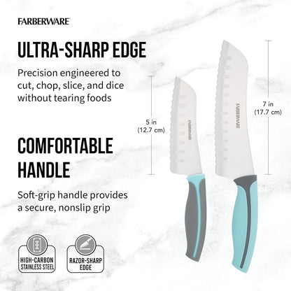 Farberware Precise Slice Utility Knife Set, 3 Piece, Multicolor