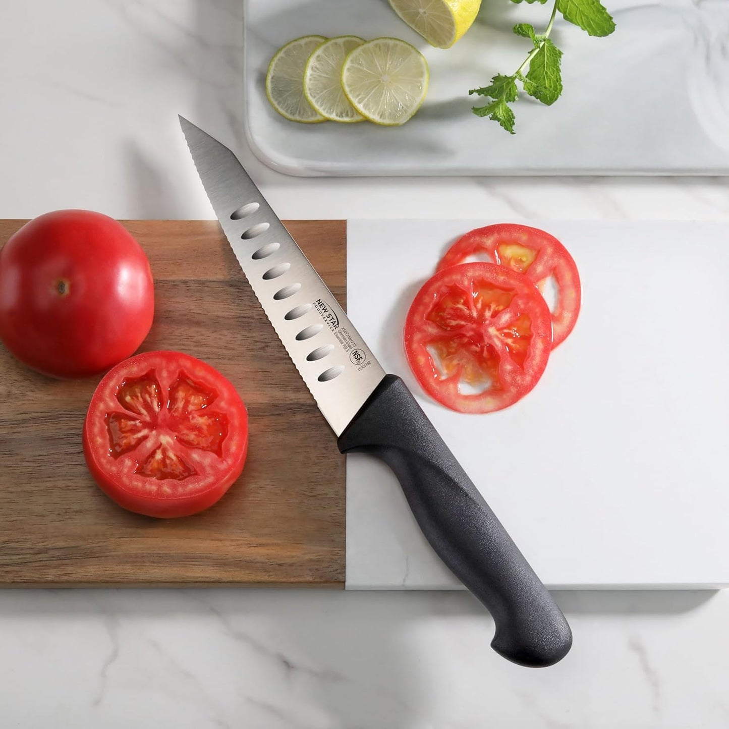 New Star Foodservice Essential 6-Inch Serrated Utility Knife, German Steel