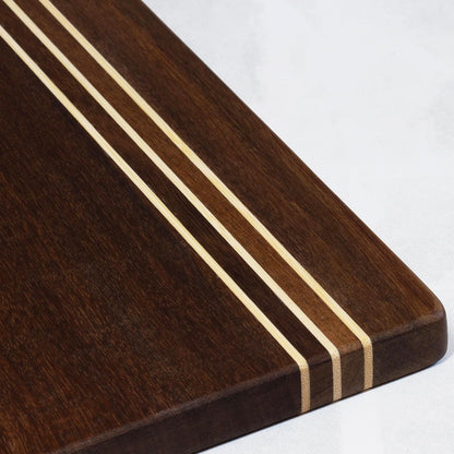 Rock & Branch Large Acacia Wood Cutting Board with Juice Groove – 18" Carving Board with Inlaid Pinstripes | Doubles as Oversized Charcuterie Serving Tray