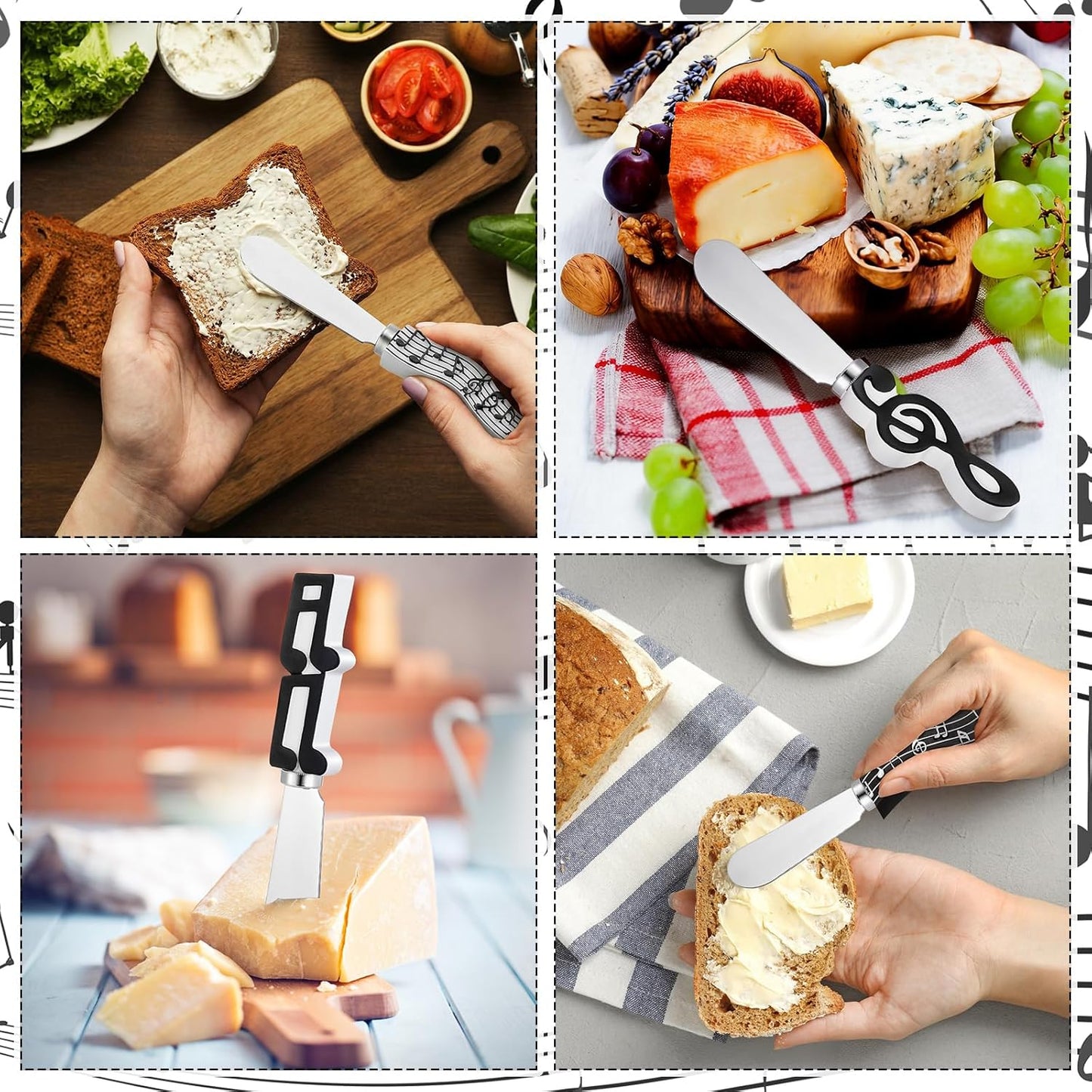 8 Pcs Musical Note Cheese Spreader Butter Knife Set Stainless Steel Cheese Spreader Multipurpose Butter Jam Dip Graduation Gift Table Decoration
