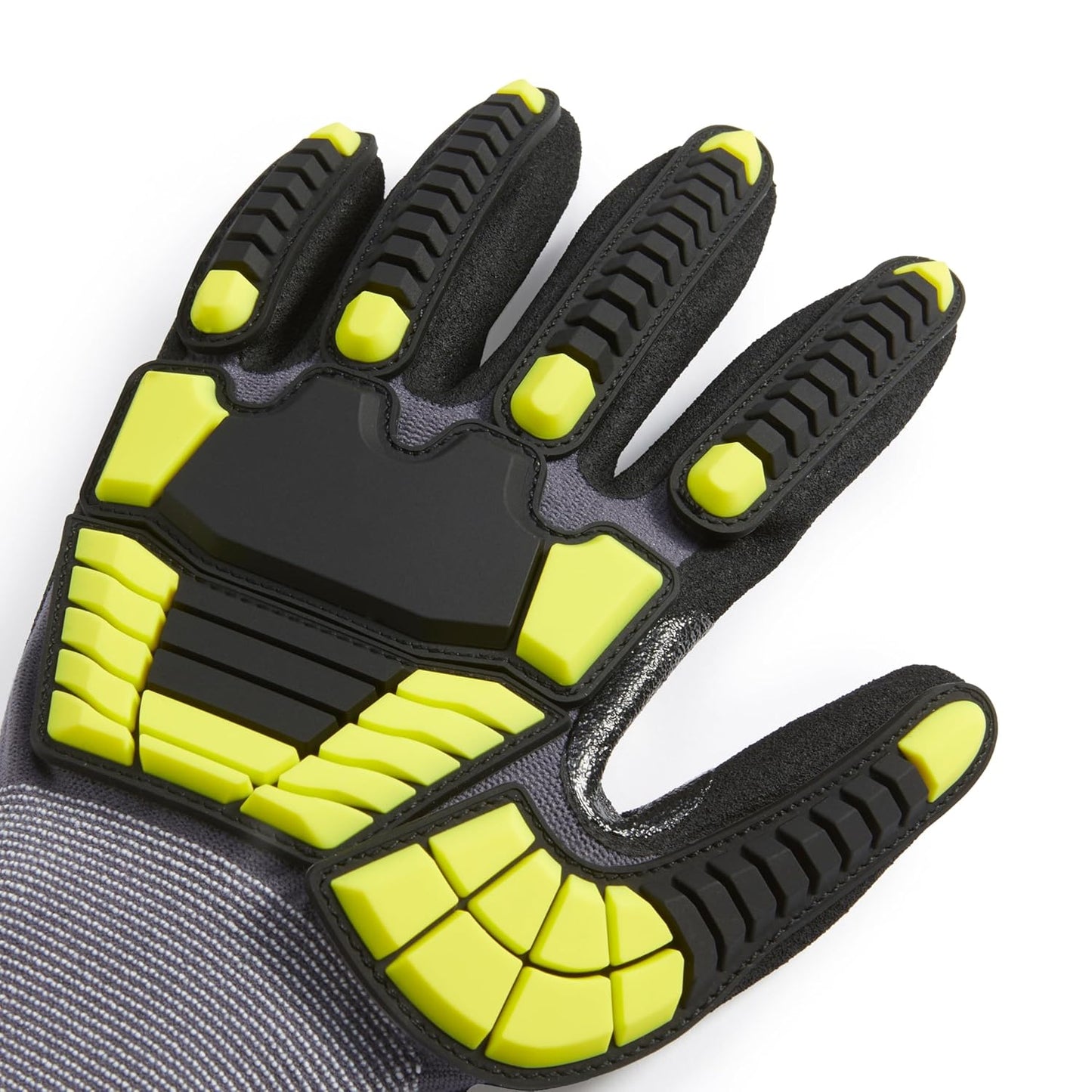 Amazon Basics Safety Work Gloves, Cut Level A1, Abrasion ANSI Level A4, Impact Resistant, Touch Screen Friendly, 15G Sandy Nitrile Palm, Yellow, Size X-Small, Pack of 120 Pairs