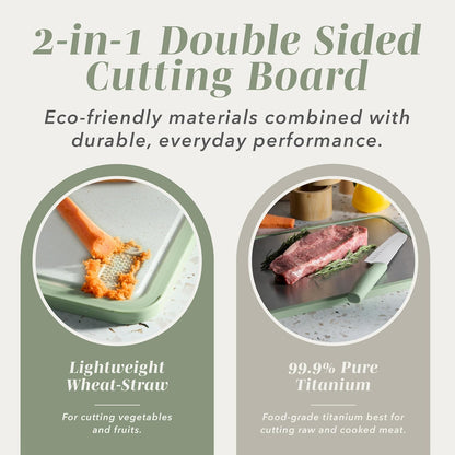 COOK WITH COLOR Titanium Cutting Board for Kitchen, 3 Pc Cutting Board Set with Knife, Double Sided Food Grade, Pure Titanium, Easy to Clean