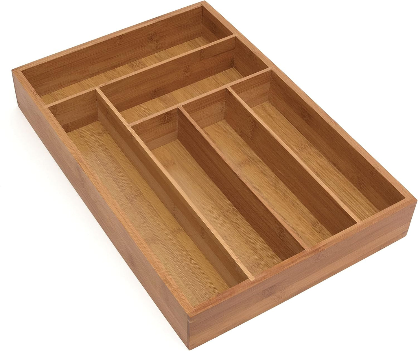 Lipper International 8876 Bamboo Wood Flatware Organizer, 5 Compartments, 10 1/2" x 14" x 2"