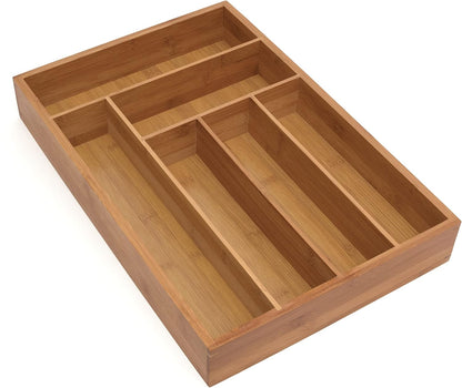 Lipper International 8876 Bamboo Wood Flatware Organizer, 5 Compartments, 10 1/2" x 14" x 2"
