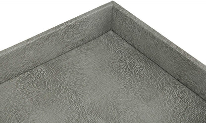 HofferRuffer Faux Leather Vanity Tray, Elegant Desktop Storage Organizer, Decorative Catchall for Perfume, Bathroom Valet, Nightstand or Dresser, 10.2 x 8.4 x 1.8 inches (Grey Stripe)