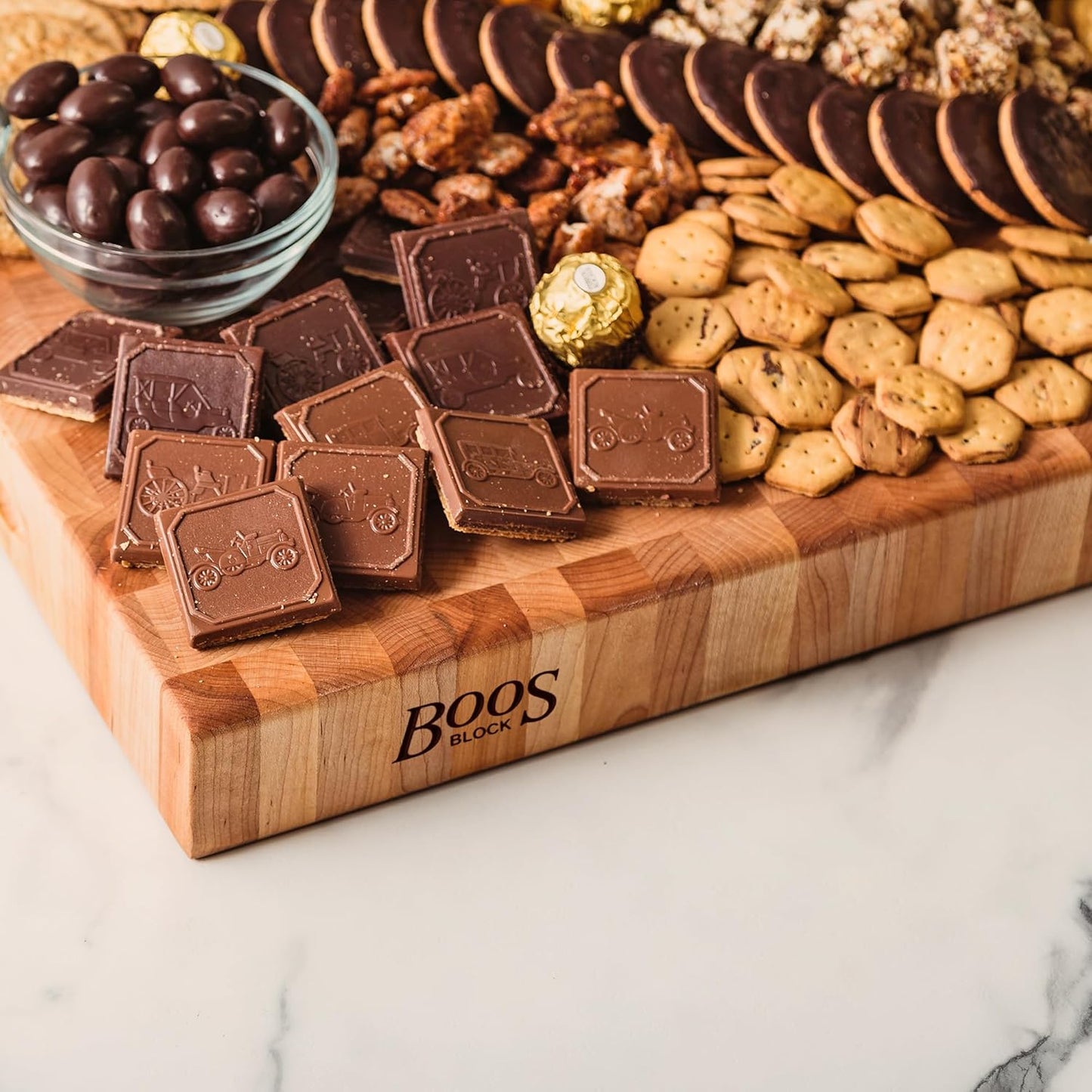 John Boos CCB Series Rectangular Wooden Maple Cutting Board 20”x15” – 2.25” Thick, 21-lb Reversible Butcher Block with End-Grain & Finger Grips – Made in the USA