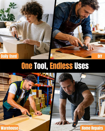 VOTREK® Box Cutter Retractable| Metal Utility Knife Set【Built-In Storage】 Tool-Free Quick Blade Change| Safety Lock| Extra 10 Sharp SK5 Blades| 2-Pack Heavy Duty Razor Knife for Cardboard & Plastic