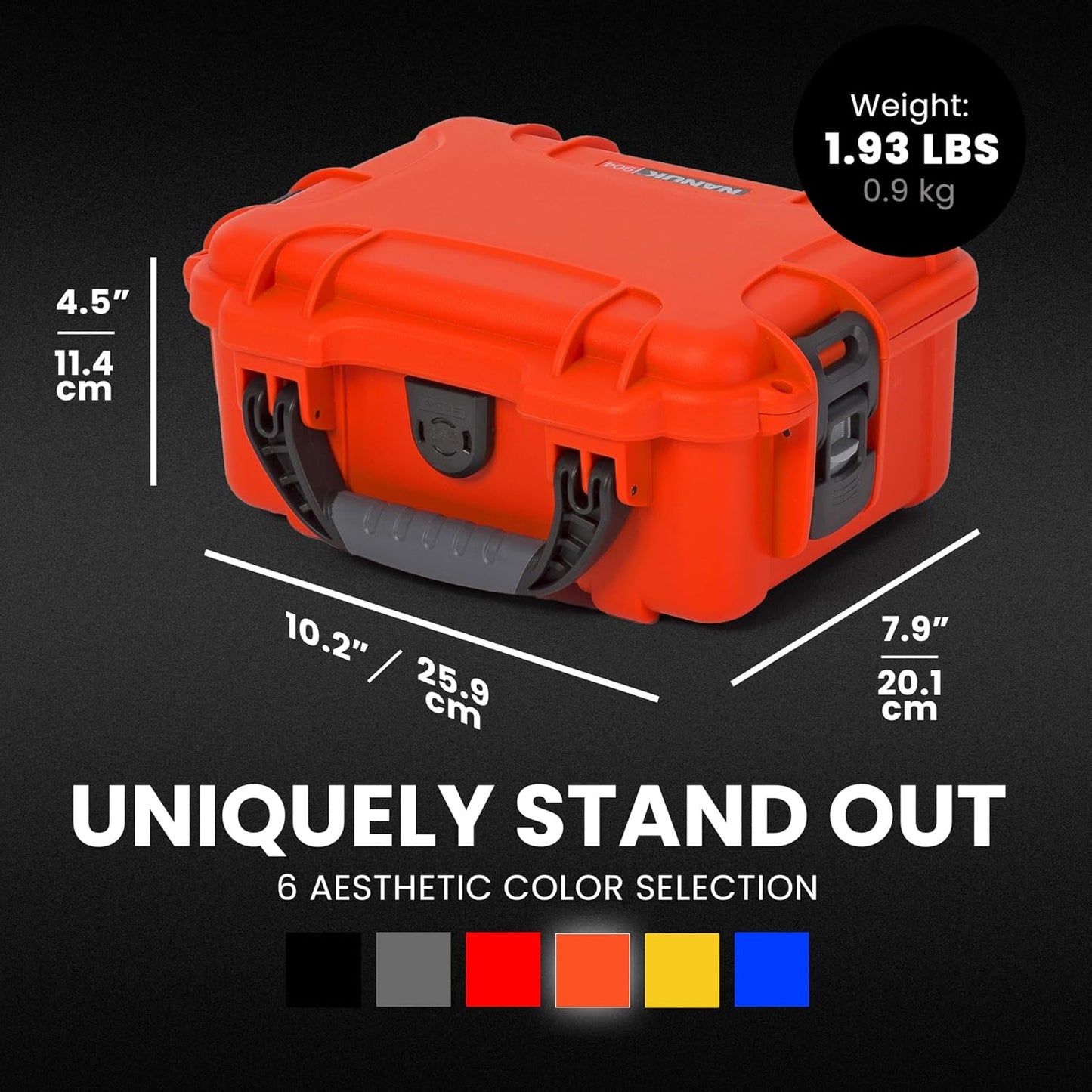 NANUK 904 Hard Case with Foam – IP67 Waterproof Protective Case for Camera, Drone & Gear – Impact-Resistant & Dustproof – Perfect for Travel 10.2" x 7.9" x 4.5" – Yellow