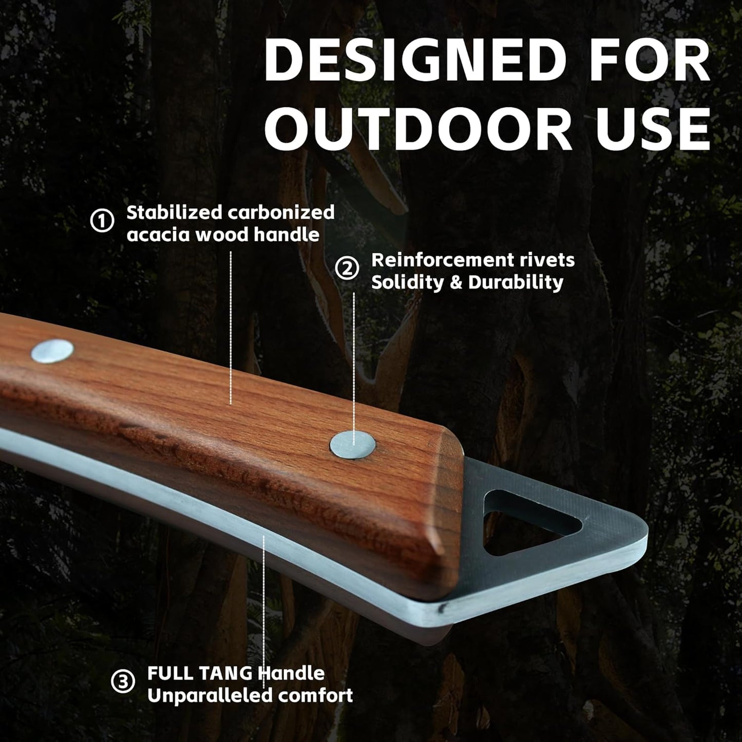 Meat Cleaver Knife, 8.07" Bone Chopper, 6mm Thick Blade, All-in-One Chop & Slice Knife with Wenge Wood Handle for Home Kitchen & BBQ