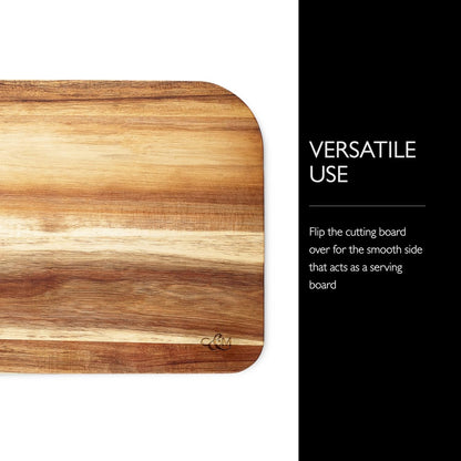 Cole & Mason Berden Large Chopping & Carving Board - Wood Cutting Board - Chopping Board with Juice Channel for Meats, Vegetables and Fruits - Reversible Serving Platter - Acacia, 18.5" x 13.5"