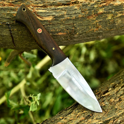 Fixed Blade Hunting Forged Tracker Knife - 8 Inches Carbon Steel Razor Sharp Blade Full Tang Bushcraft Knives with Premium Leather Belt Sheath. Used For Hunting Outdoor Camping, Hiking, Skining Knife.