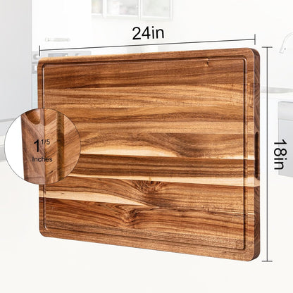 24 Inch XXL Countertop Cutting Boards, Extra Large Chopping Board for Kitchen, Butcher Block Carving Board for BBQ, Turkey, Meat, Large Charcuterie Board with Handles, Juice Groove