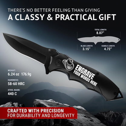 Pocket Knife for Men - Tactical Gear with Glass Breaker and Pocket Clip - Sharp Folding Knives for EDC, Outdoor Cooking, Cutting Cake - Kitchen Utensils & Gadgets - Gifts for Husband, Dad 6495 B