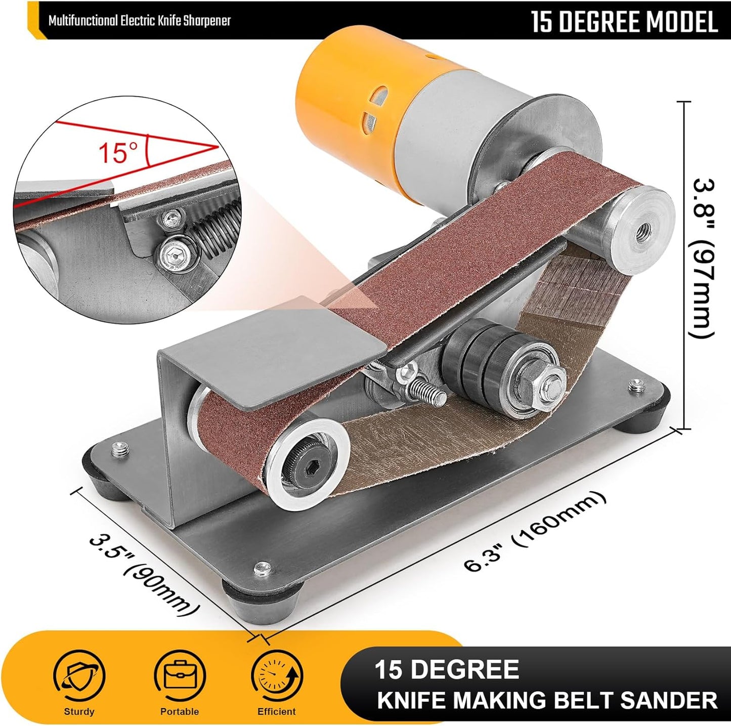Multifunctional Electric Knife and Tool Sharpener, 7 Adjustable Speed Knife Making Belt Grinder Knife Sharpening System - For Hunting, Serrated & Kitchen Knives, Wood, Plastic, Crafts