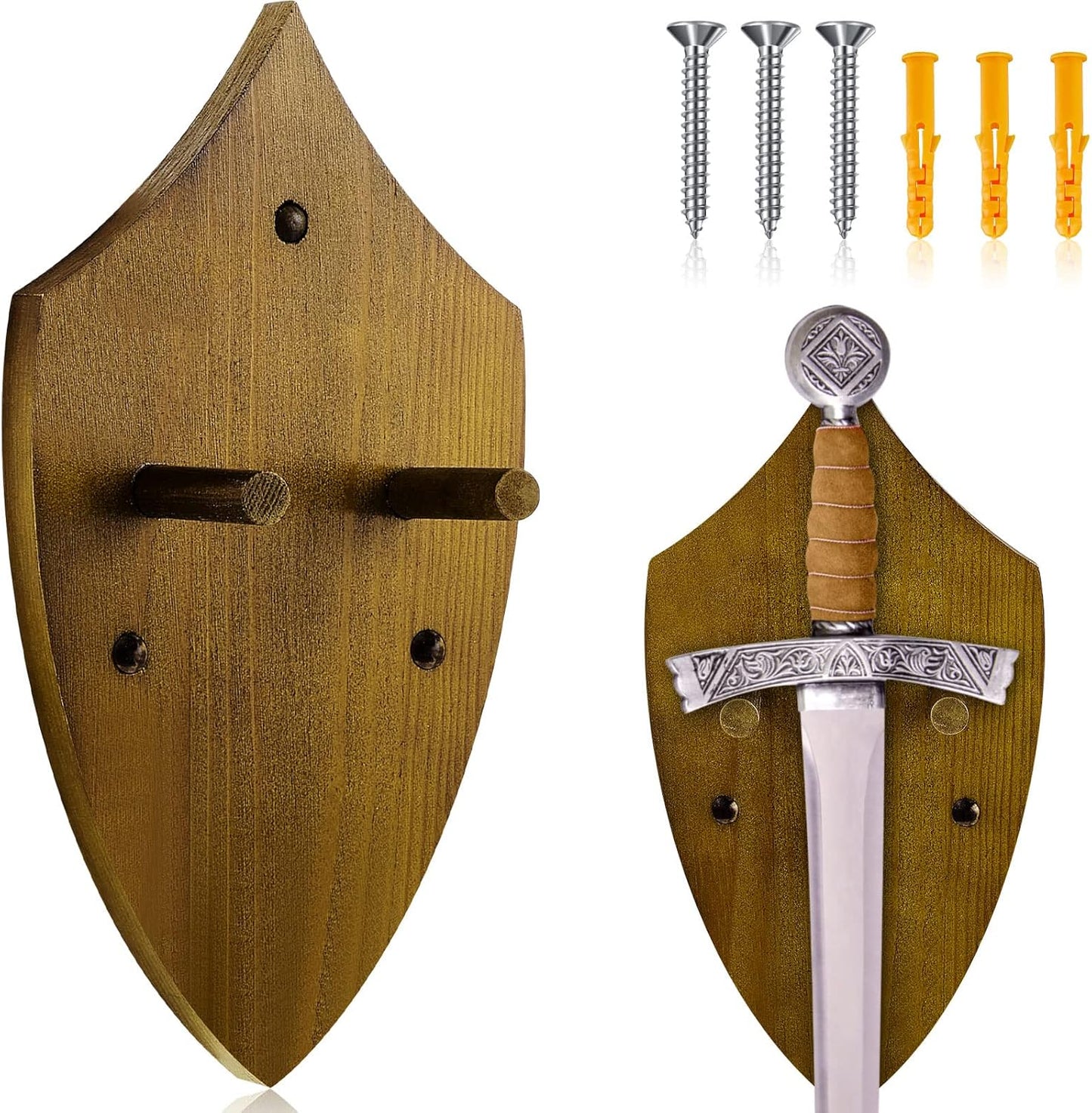 Queekay Wooden Sword Wall Mount Plaque Hanger for Katana Sword Display Stand Decorative Wall Decor for Display Plaque with Hardware(Black,Stylish)