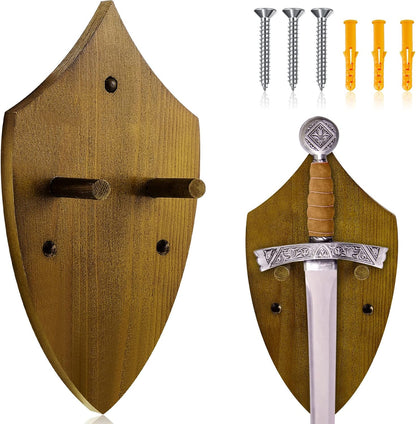 Queekay Wooden Sword Wall Mount Plaque Hanger for Katana Sword Display Stand Decorative Wall Decor for Display Plaque with Hardware(Black,Stylish)