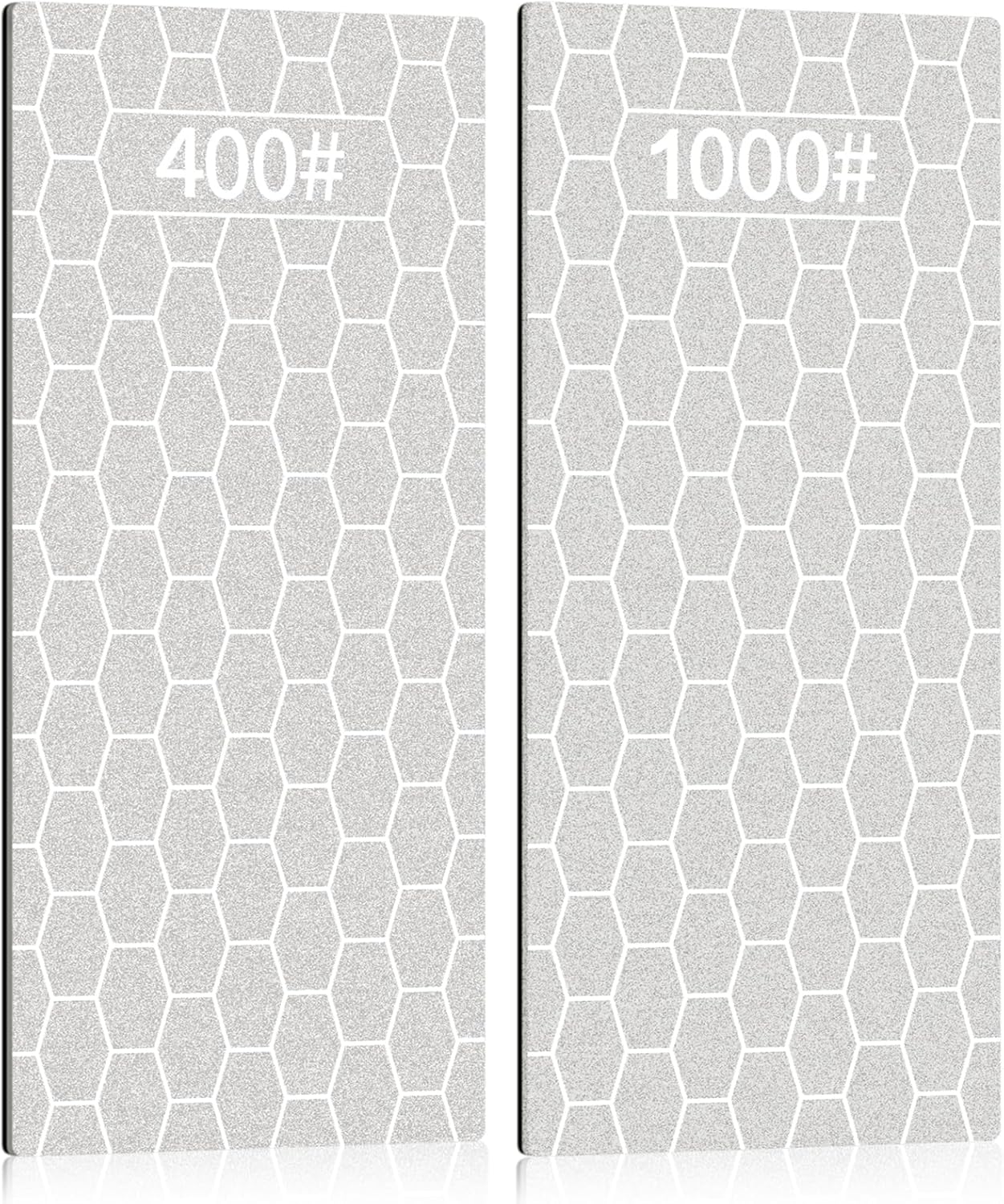 2PCS Diamond Sharpening Stone, Kalolary Knife Sharpener Stone Whetstone Honeycomb Surface Diamond Sharpener Plate with Non-slip Base for Pocket Knives Scissors, Outdoor Kitchen Tools (600/1200 Grit)