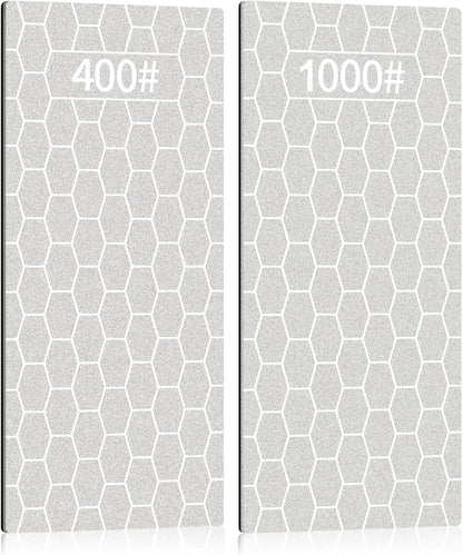 2PCS Diamond Sharpening Stone, Kalolary Knife Sharpener Stone Whetstone Honeycomb Surface Diamond Sharpener Plate with Non-slip Base for Pocket Knives Scissors, Outdoor Kitchen Tools (600/1200 Grit)