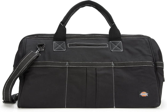 Dickies 20-Inch Durable Canvas Work Bag for Painters, Carpenters, and Builders, Heavy-Duty Zipper, Reinforced Handles, Exterior Pockets, Shoulder Strap, White