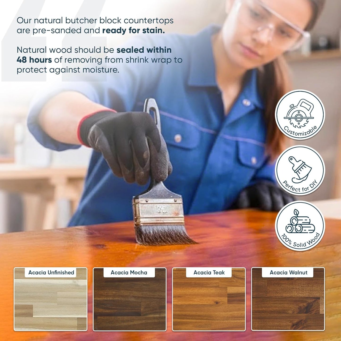60''L x 25''W x 1.5''Th Acacia Premium Solid Wood Butcher Block Countertop, Butcher Block Table Top for DIY Washer Dryer/Island/Kitchen Countertop (Unfinished)