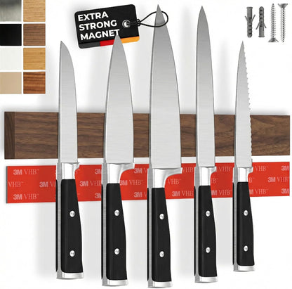CUCINO Magnetic Knife Holder for Wall 16" - No Drilling incl. Self Adhesive Tape - Extra strong Magnet - Awarded Strip - Made of Stainless Steel