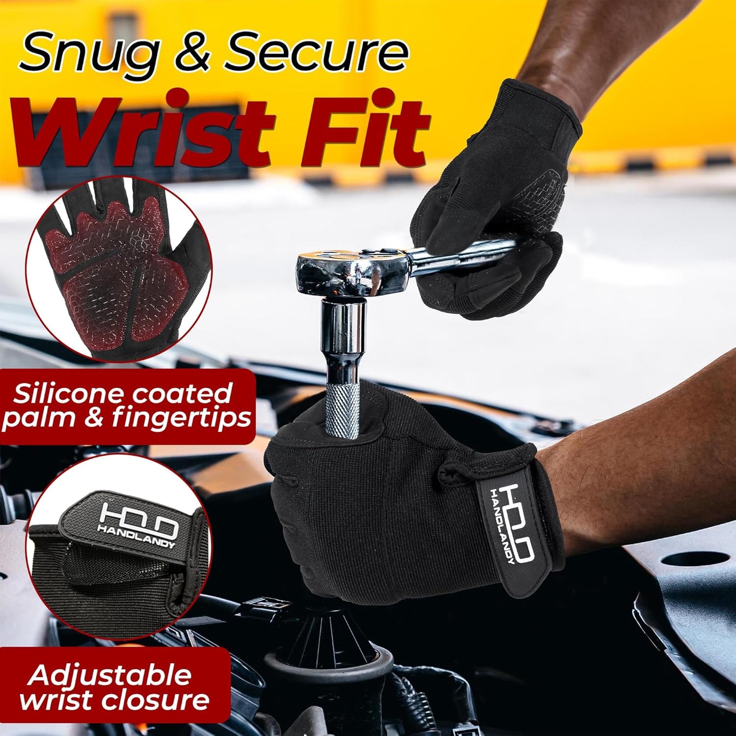 HANDLANDY Work Gloves for Men & Women, Utility Mechanic Working Gloves Touch Screen, Flexible Gardening Gloves for Yard