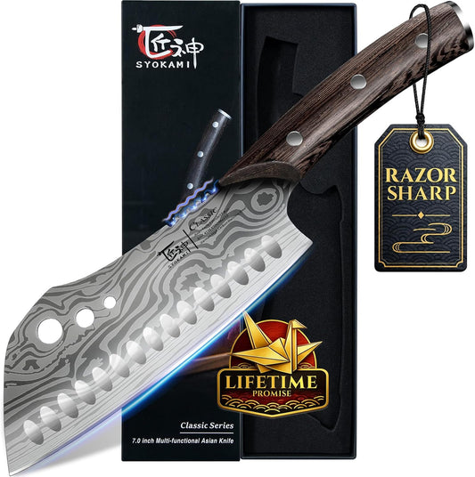SYOKAMI Gyutou Chef Knife, 9.5 Inch Japanese Style Multi-purpose Kitchen Knife, Ultra Sharp Durable Professional-grade for Slicing, Chopping, Dicing, Ergonomic Anti-slip Handle, Trusted by chefs