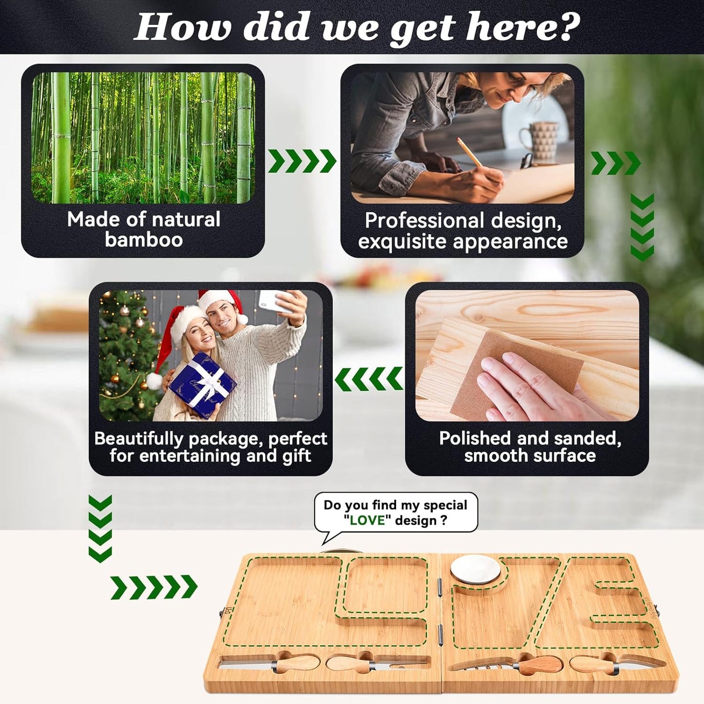 UTCG Charcuterie Board Gifts for Women: Bamboo Folding Cheese Board with Knife Set - Unique White Elephant Gift Wedding Housewarming Mothers Day Birthday Party Bridal Shower Gift