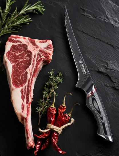 3.5 Inch Paring Knife - Fruit and Vegetable Peeling Knives, Black Damascus Steel with Ergonomic Handle - MIAO Series