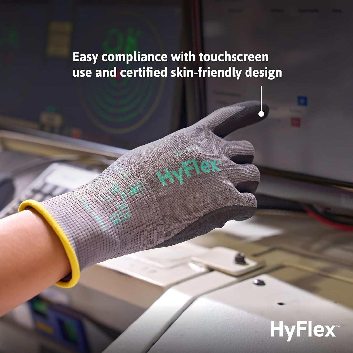 Ansell HyFlex Cut Resistant Touchscreen Work Gloves with Aerofit Precision Comfort Technology