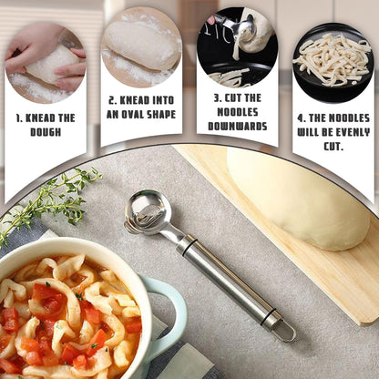 Spoon Cactus Peeler Tool, Stainless Steel Peeler Cactus, Cuchara Peladora De Nopales Tool Noodle Cutter Knife With Hole with Long Handle