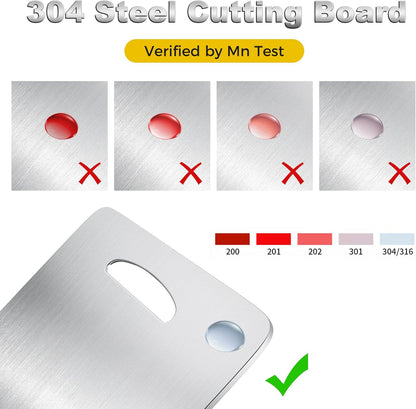 URMONA 3 PCS 304 Stainless Steel Cutting Board For Kitchen, Non-Staining&Odor-Free, Burr-Free Edges, Dishwasher Safe, Non Toxic Cutting Board（S+M+L）