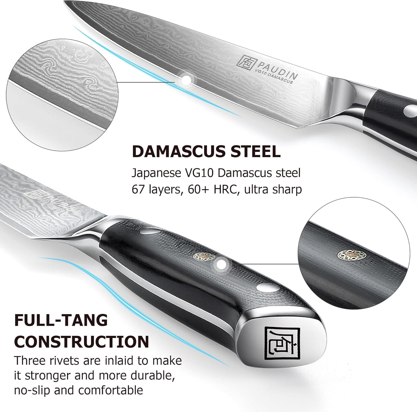 PAUDIN Utility Knife, 5 Inch Chef Knife, Ultra Sharp High Carbon Stainless Steel, Multipurpose Paring Knife for Fruit and Vegetable Cutting with Wooden Handle, Premium Gift Box