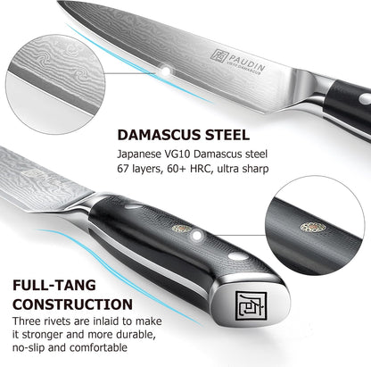 PAUDIN Utility Knife, 5 Inch Chef Knife, Ultra Sharp High Carbon Stainless Steel, Multipurpose Paring Knife for Fruit and Vegetable Cutting with Wooden Handle, Premium Gift Box