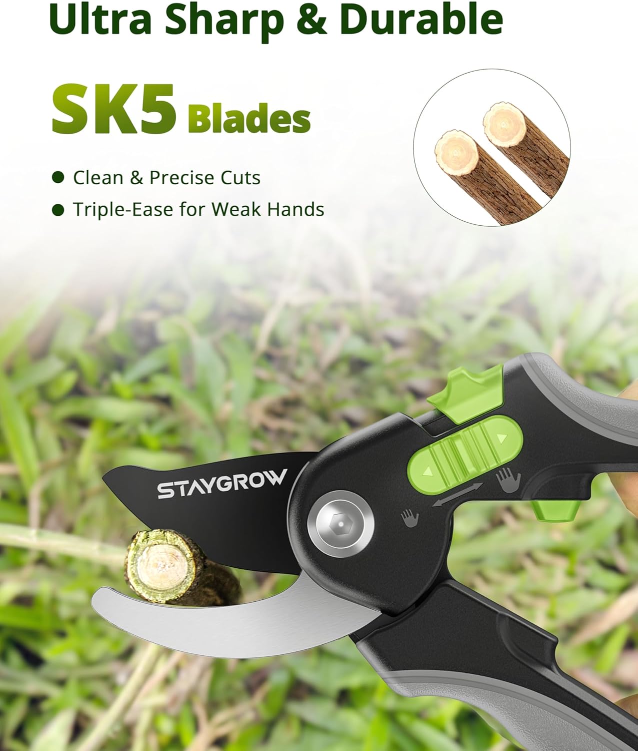 2pcs 6.5" Pruning Shears for Gardening, Ultra Sharp Garden Scissors for Precise Cuts, Stainless Steel Bonsai Clippers with Spring Loaded, 6.5 Inch Garden Shears (1pc Straight & 1pc Curved)