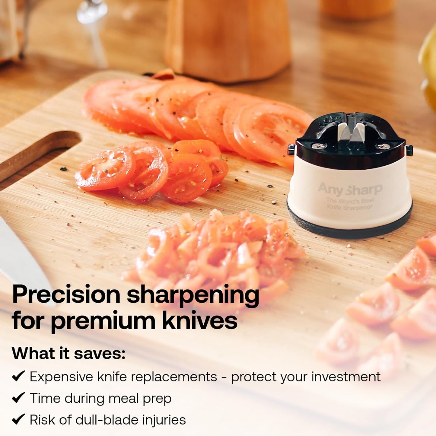 AnySharp – PRO – Hands Free Knife Sharpener - Easy to Use Sharpening Tool with PowerGrip Suction Base and 20-Degree Pre-set Angle - For All Knives: Chef’s, Serrated, and Hardened Steel - Metal