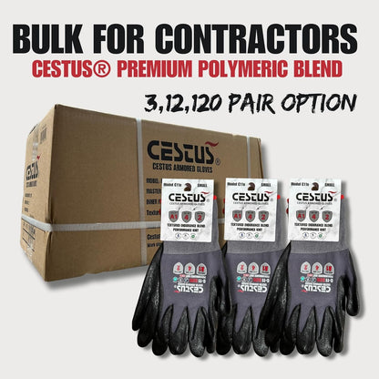 Cestus C11e, Nitrile Coated Work Gloves with Grip, Touchscreen, Reinforced Double Knit (3,12,120 Pairs)