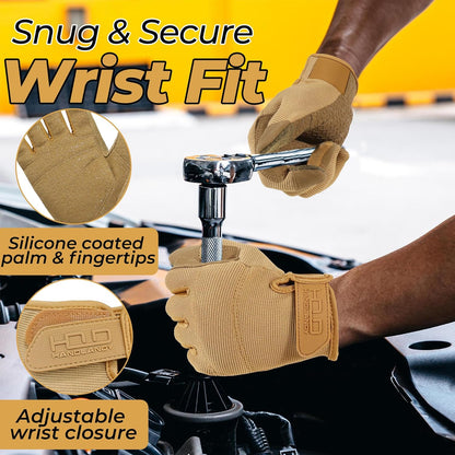 HANDLANDY Work Gloves for Men & Women, Utility Mechanic Working Gloves Touch Screen, Flexible Gardening Gloves for Yard