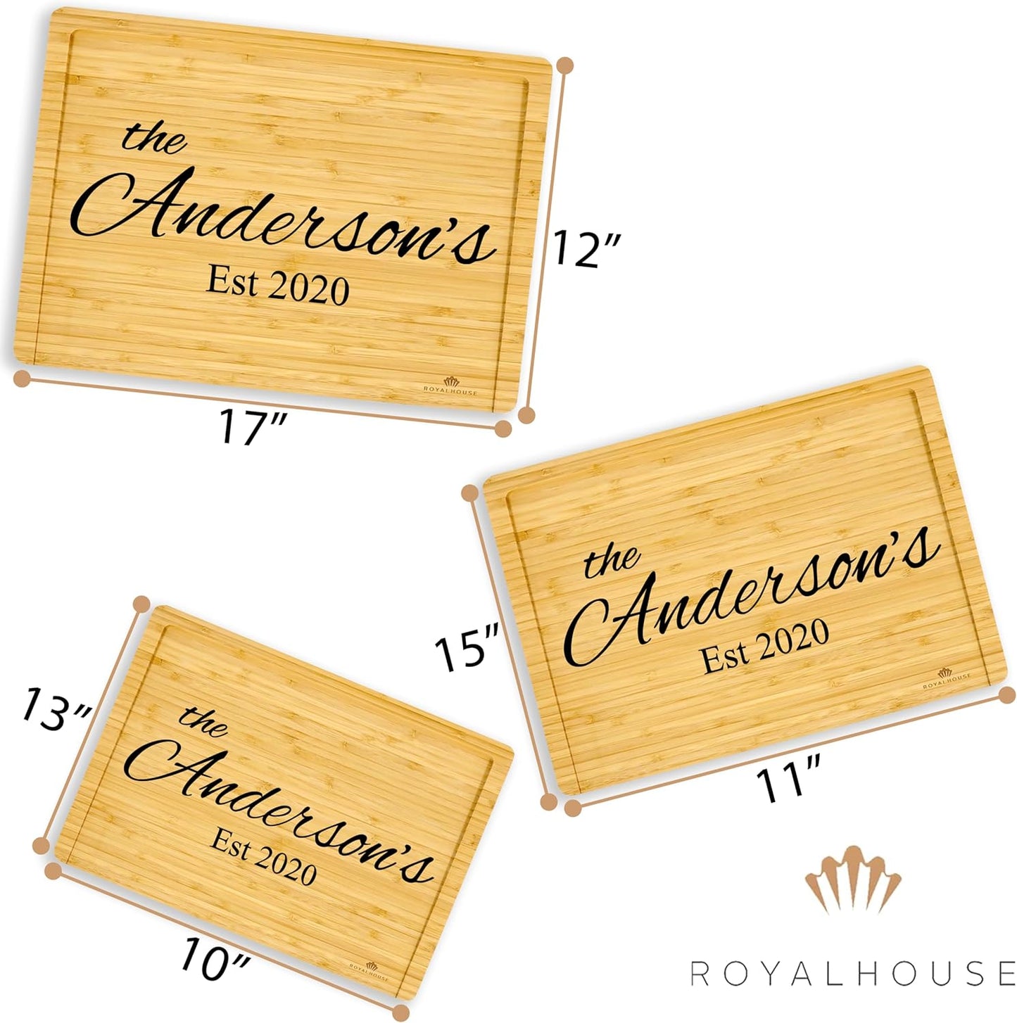 Large Cutting Board, 15x10x0.5 Bamboo Cutting Boards for Kitchen with Juice Groove and Kitchen Chopping Board for Meat Cheese board Heavy Duty Serving Tray,