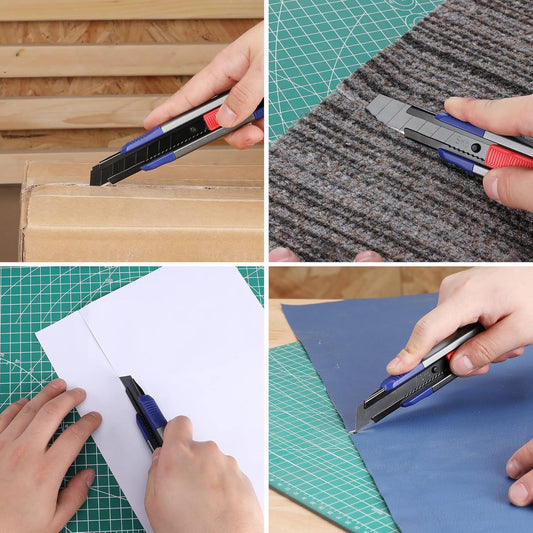 WORKPRO 18mm Retractable Utility Knife, Heavy Duty Snap-off Box Cutter with 10-Piece SK5 Blades for Cartons, Cardboard and Boxes, Perfect for Office and Home Use