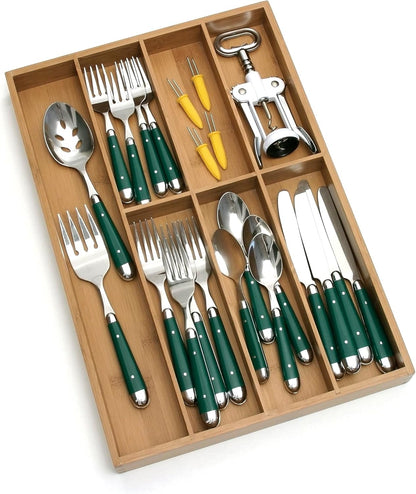 Lipper International 8876 Bamboo Wood Flatware Organizer, 5 Compartments, 10 1/2" x 14" x 2"
