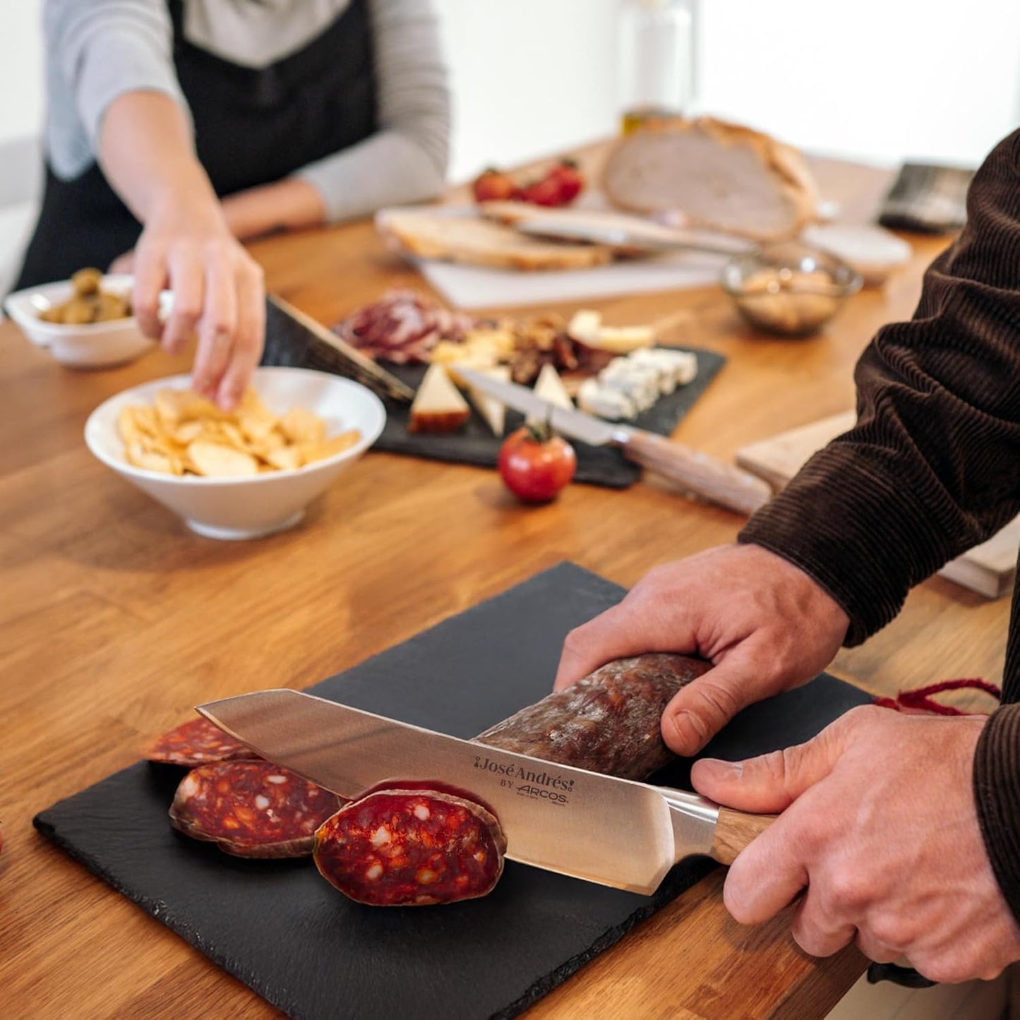 Arcos Jose Andres 10-Inch Fillet Knife Forged Meat Slicer | Professional NITRUM Stainless Steel Blade with Silk Edge | Ideal for Slicing Ham or Prosciutto | Ergonomic Holm Oak Wood Handle