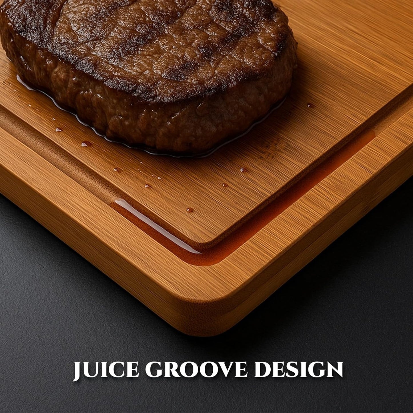 3-Piece Organic Bamboo Cutting Board Set for Kitchen - Carbonized Extra Sturdy Chopping Boards with Juice Grooves - Knife-Friendly Multi-Size (15", 12", 9") for Meat & Veggies - Housewarming Gift Box