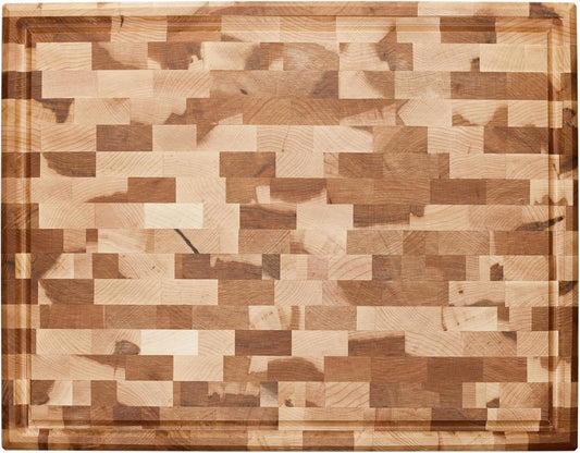 L14186 - Labell Maple End Grain Butcher Block with Groove, 14x18x1.5in