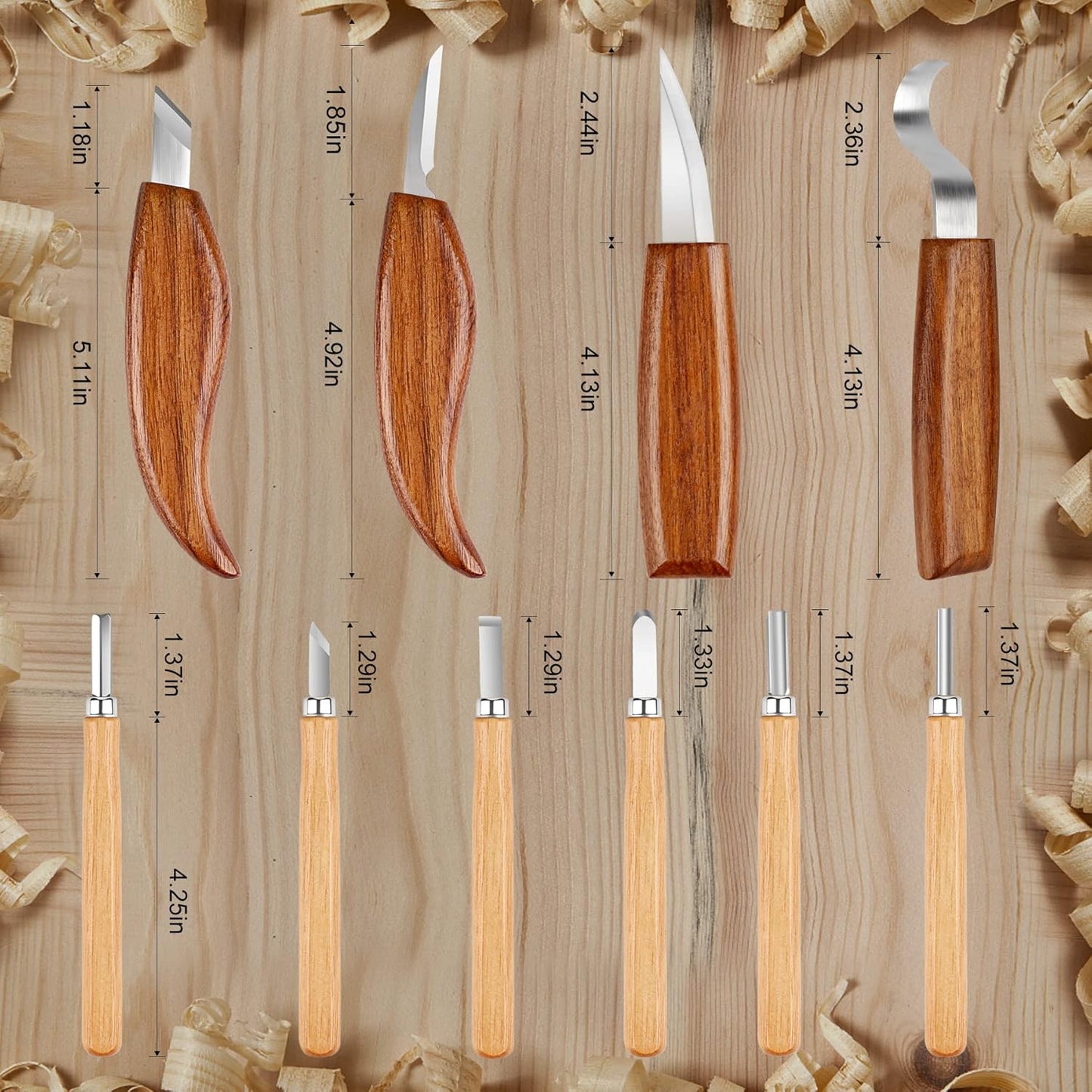 26-in-1 Wood Carving Kit with Detail Wood Carving Knife, Whittling Knife, Wood Chisel Knife, Gloves, Carving Knife Sharpener for Spoon, Bowl, Kuksa Cup (26PCS)