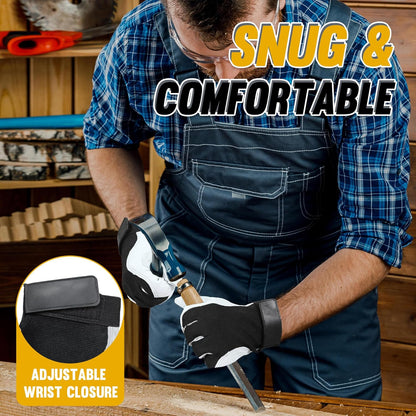 HANDLANDY Work Gloves for Men & Women, Utility Mechanic Working Gloves Touch Screen, Flexible Gardening Gloves for Yard